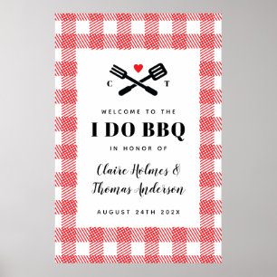 Rotes Picknick-Ich-heirate-Barbecue-Willkommenssch Poster