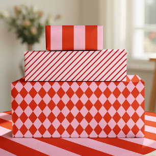 Rotes Pink Argyle-Geschenkpapier Geschenkpapier