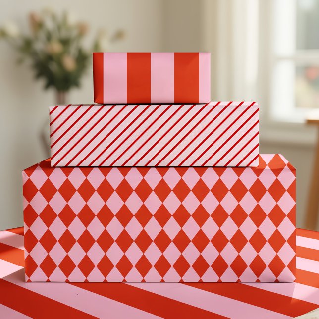 Rotes Pink Argyle-Geschenkpapier Geschenkpapier (Von Creator hochgeladen)