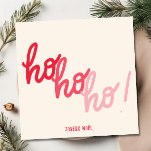 Rotes Pink Hohoho Joyeux Noel Script Weihnachtskar