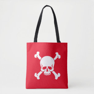 Rotes Piraten, Schädel und Kreuzknochen, Flagge Tasche