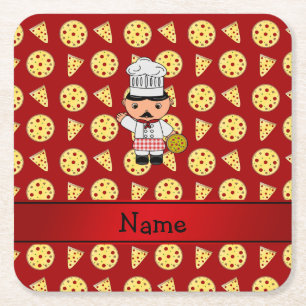Rotes Pizzamuster des personalisierten Rechteckiger Pappuntersetzer