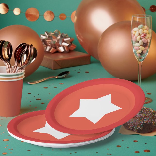 Rotes Plättchen mit roter Grenze und mittlerer wei Pappteller (Multi)