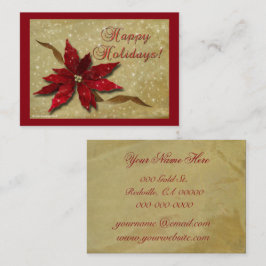 Rotes Poinsettia-Gold Visitenkarte