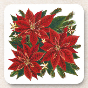 Rotes Poinsettia-Untersetzer-Set Untersetzer