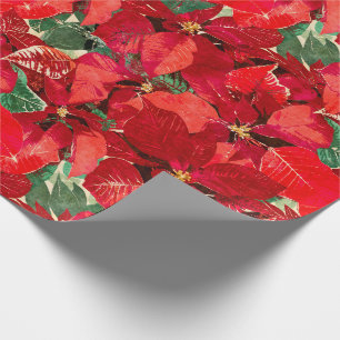 Rotes Poinsettia-Weihnachten Geschenkpapier
