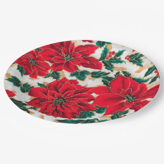 Rotes Poinsettias-Papierplatte Pappteller