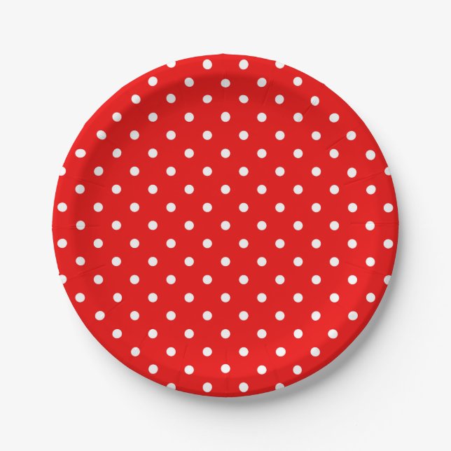 Rotes Polka-Dot-Kissen Pappteller (Vorderseite)