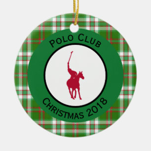 Rotes Polo Pferd Keramik Ornament
