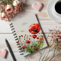 Rotes Poppy Floral Monogramm