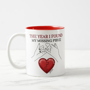 Rotes Puzzle-Herz Pinky-Versprechen Benutzerdefini Zweifarbige Tasse