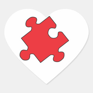 ROTES PUZZLE-STÜCK Herz-Aufkleber