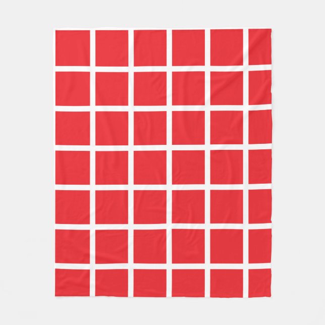 rotes Quadratmuster mit weißen Rändern Fleecedecke (Vorderseite)