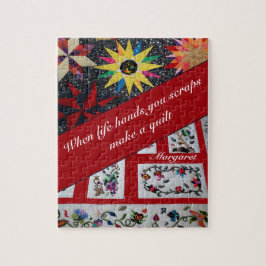 Rotes Quilting macht ein Quilt-Zitat