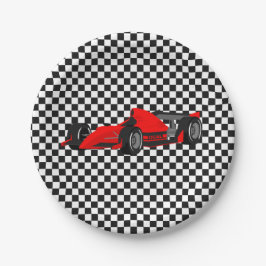 rotes Race Car Paper Plate Pappteller