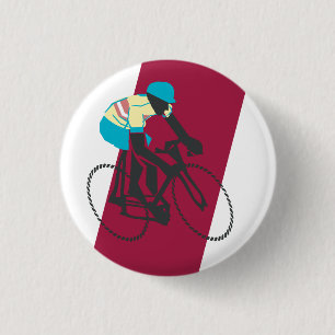Rotes Radfahren im Retrostil Button