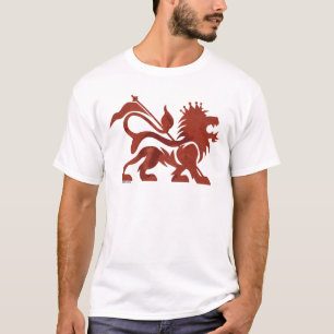 Rotes Ras Löwe-T-Shirt durch Skidone T-Shirt