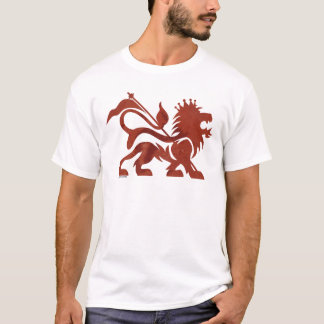 Rotes Ras Löwe-T-Shirt durch Skidone T-Shirt