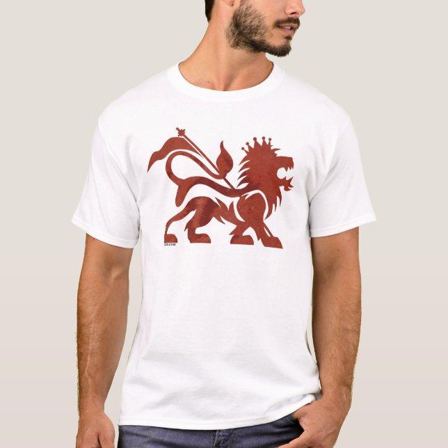 Rotes Ras Löwe-T-Shirt durch Skidone T-Shirt (Vorderseite)