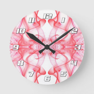 Rotes Rauch-Symmetrisches-Minimalistisches-Abstrak Runde Wanduhr