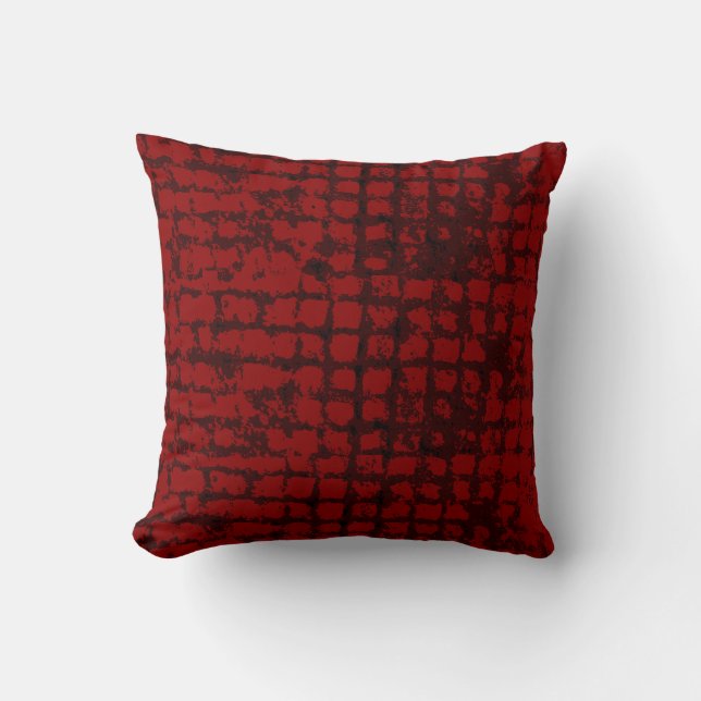 Rotes raues Muster tonte tiefrotes Kissen (Vorderseite)