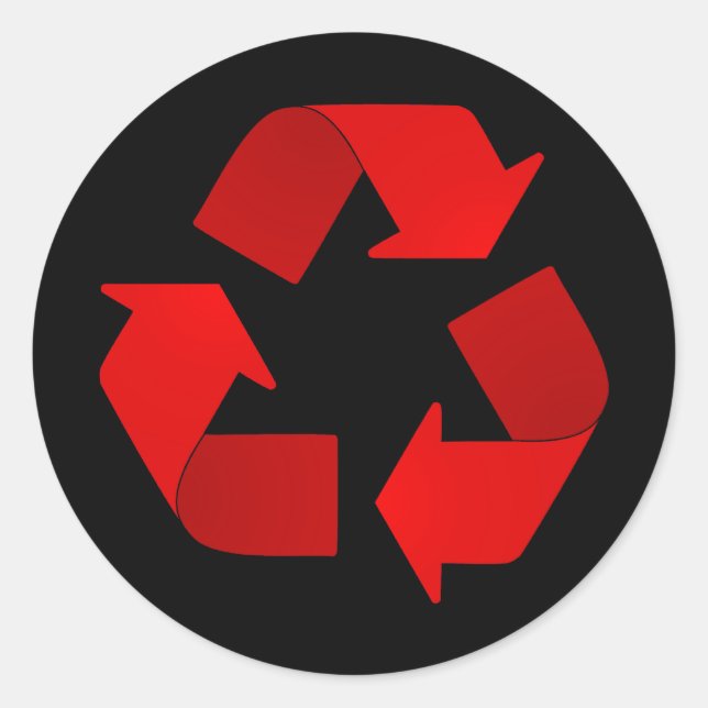 Rotes Recycelnd Symbol Runder Aufkleber (Vorderseite)