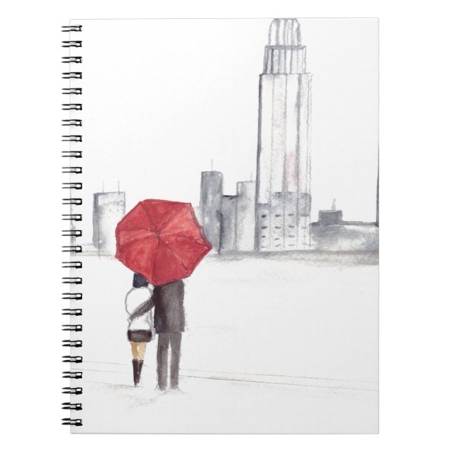 Rotes Regenschirmpaar New York cool angesagte Schö Notizblock (Vorderseite)