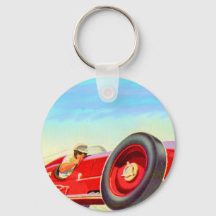 Rotes Rennfahrzeug 1950 Schlüsselanhänger