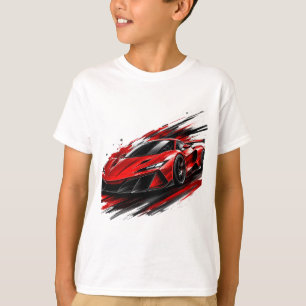 "Rotes Rennsportwagen-Splash-Art-T-Shirt" T-Shirt