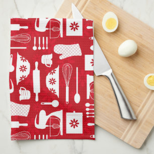 Rotes Retro-Backen Geschirrtuch