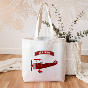Rotes Retro-Flugzeug für Kinder Tragetasche