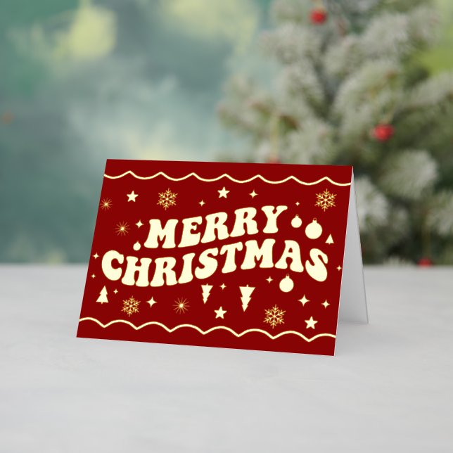 Rotes Retro-Groovy Frohe Weihnachten (Feiertag In Situ)
