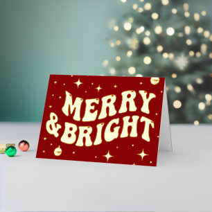 Rotes Retro-Groovy-Weihnachten Merry & Bright
