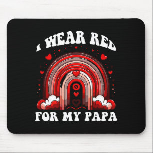 Rotes Retro-Papa-Herzkrankheitsbewusstsein Regenbo Mousepad