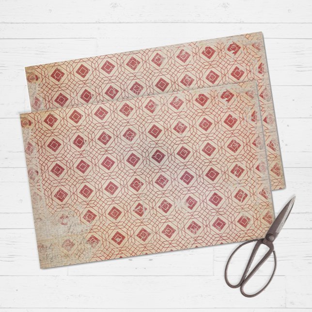 Rotes Retro Seidenpapier (Add a little art deco flair to your wrapping and craft projects with this distressed tissue paper.)