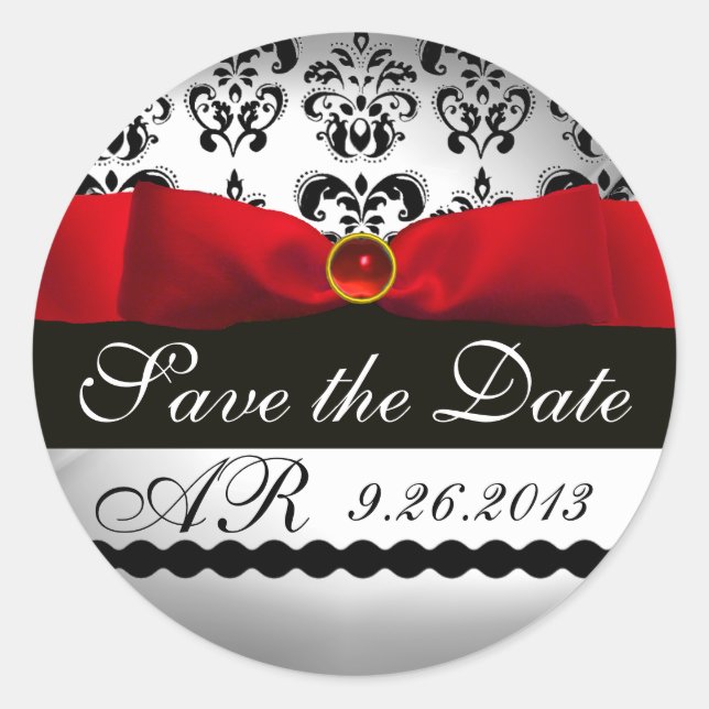 ROTES RIBBON-MONOGRAMM-MASCHINE RUNDER AUFKLEBER (Vorderseite)