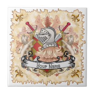 Rotes Ritter-Familienwappen Nachname Fliese