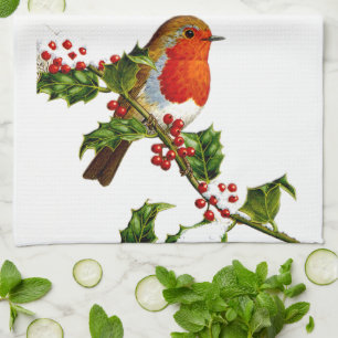 Rotes Robin-Geschirrtuch Geschirrtuch