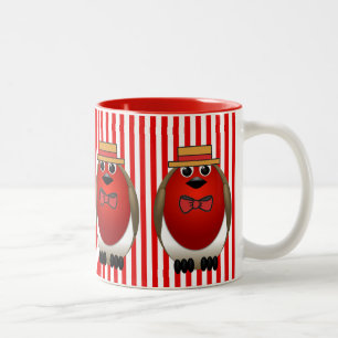Rotes Robin-Quartett Zweifarbige Tasse