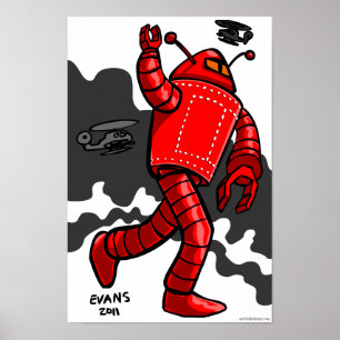 Rotes Roboter-Randalieren Poster