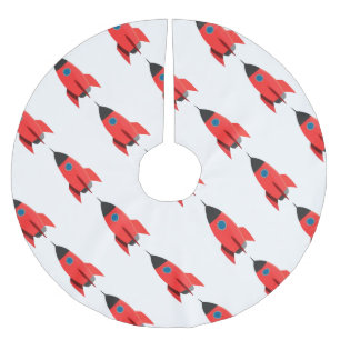 Rotes Rocket Polyester Weihnachtsbaumdecke
