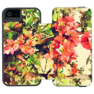 Rotes Rosa Aquarell Blumenmuster 1 Incipio Watson™ iPhone 5 Geldbörsen Hülle