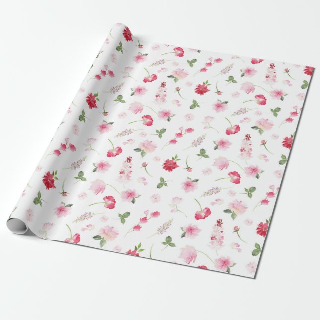 Rotes Rosa Blau Geschenkpapier (Ungerollt)