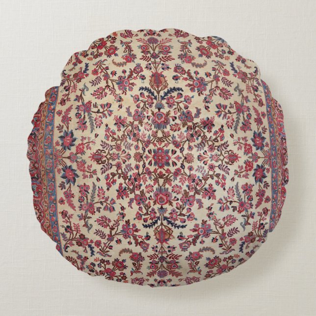 Rotes Rosa Blau Lila  Rundes Kissen (Vorderseite)
