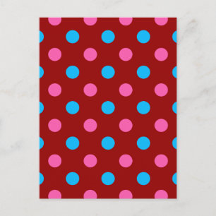 Rotes Rosa Blaues Polka-Punkt-Muster Postkarte