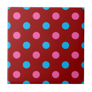 Rotes Rosa Blaues Tupfenmuster Fliese