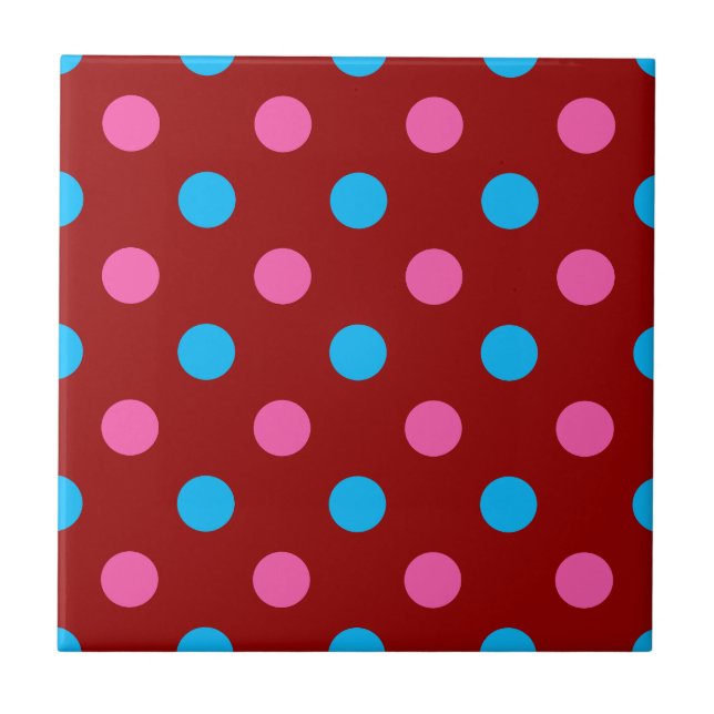Rotes Rosa Blaues Tupfenmuster Fliese (Vorderseite)