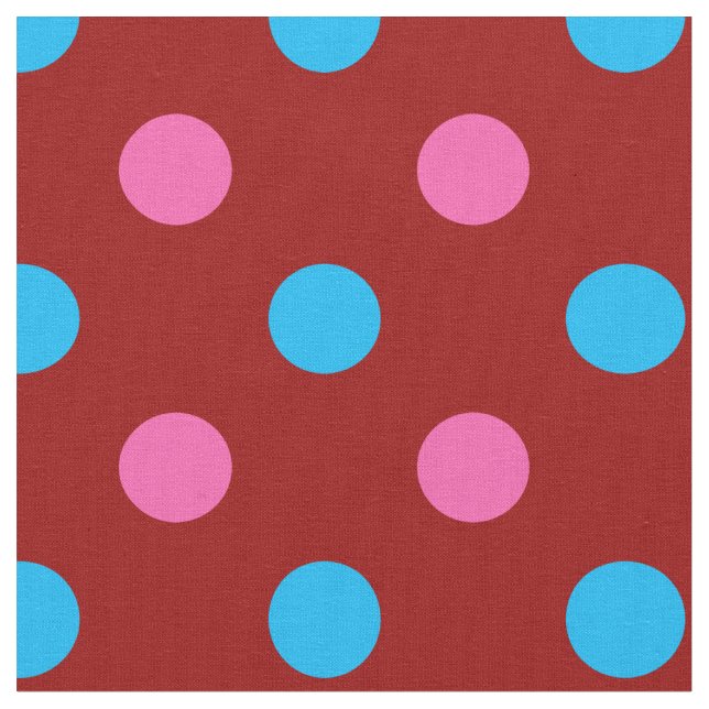 Rotes Rosa Blaues Tupfenmuster Stoff (Nahaufnahme)