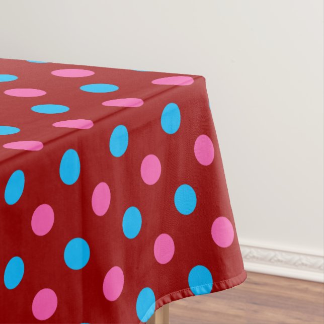 Rotes Rosa Blaues Tupfenmuster Tischdecke (Beispiel)