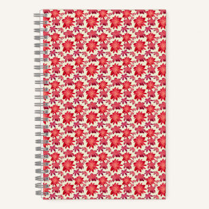 Rotes rosa florales nahtloses Muster dunkle Ästhet Notizbuch